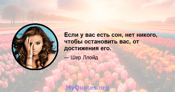 Если у вас есть сон, нет никого, чтобы остановить вас, от достижения его.