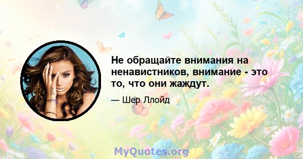 Не обращайте внимания на ненавистников, внимание - это то, что они жаждут.