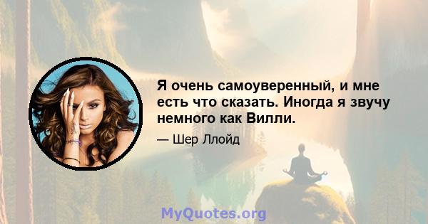 Я очень самоуверенный, и мне есть что сказать. Иногда я звучу немного как Вилли.