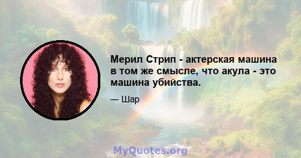 Мерил Стрип - актерская машина в том же смысле, что акула - это машина убийства.