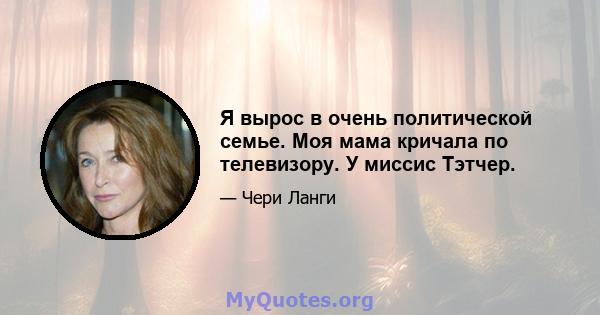 Я вырос в очень политической семье. Моя мама кричала по телевизору. У миссис Тэтчер.