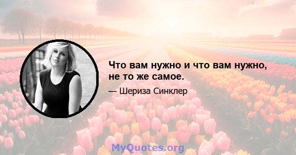 Что вам нужно и что вам нужно, не то же самое.