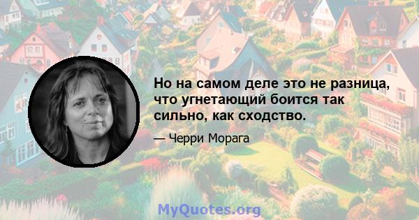 Но на самом деле это не разница, что угнетающий боится так сильно, как сходство.