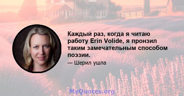 Каждый раз, когда я читаю работу Erin Volide, я пронзил таким замечательным способом поэзии.