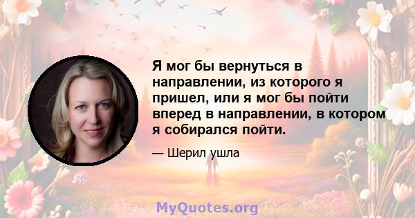 Я мог бы вернуться в направлении, из которого я пришел, или я мог бы пойти вперед в направлении, в котором я собирался пойти.