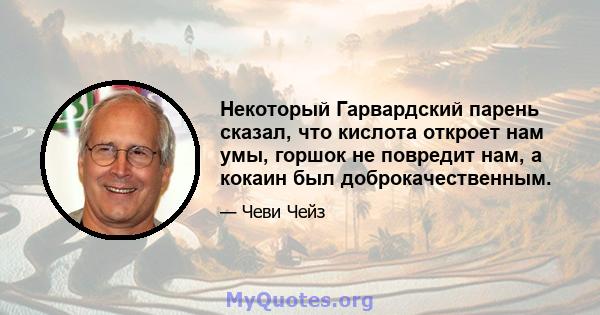 Некоторый Гарвардский парень сказал, что кислота откроет нам умы, горшок не повредит нам, а кокаин был доброкачественным.