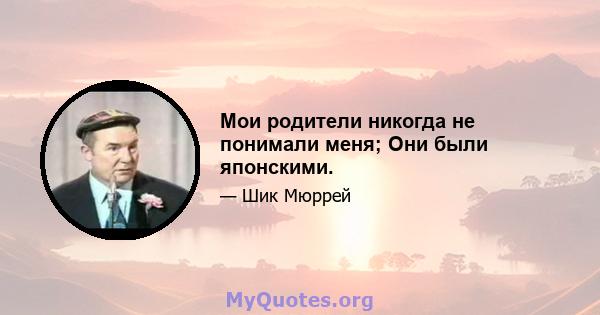 Мои родители никогда не понимали меня; Они были японскими.