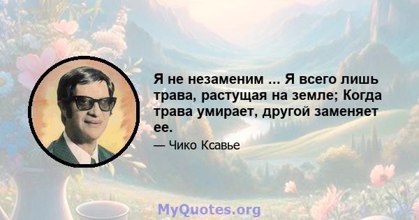 Я не незаменим ... Я всего лишь трава, растущая на земле; Когда трава умирает, другой заменяет ее.