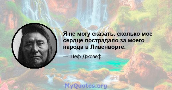 Я не могу сказать, сколько мое сердце пострадало за моего народа в Ливенворте.