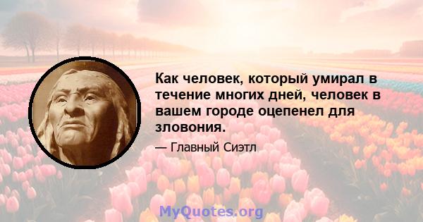 Как человек, который умирал в течение многих дней, человек в вашем городе оцепенел для зловония.