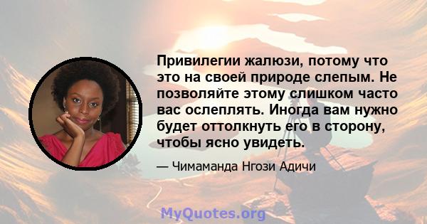 Привилегии жалюзи, потому что это на своей природе слепым. Не позволяйте этому слишком часто вас ослеплять. Иногда вам нужно будет оттолкнуть его в сторону, чтобы ясно увидеть.