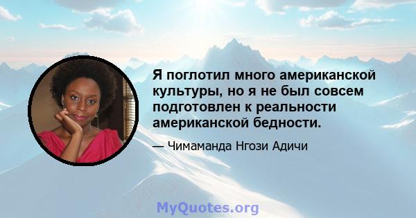 Я поглотил много американской культуры, но я не был совсем подготовлен к реальности американской бедности.