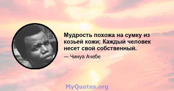 Мудрость похожа на сумку из козьей кожи; Каждый человек несет свой собственный.