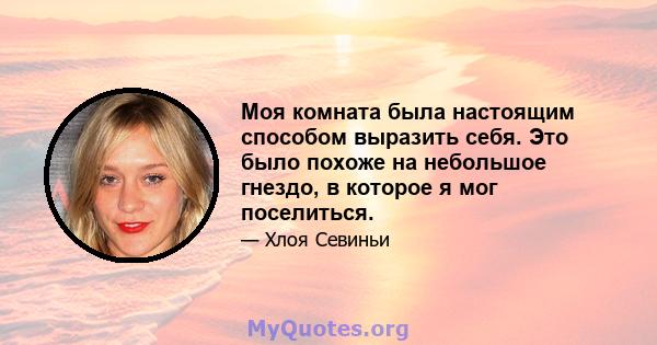 Моя комната была настоящим способом выразить себя. Это было похоже на небольшое гнездо, в которое я мог поселиться.