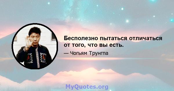 Бесполезно пытаться отличаться от того, что вы есть.