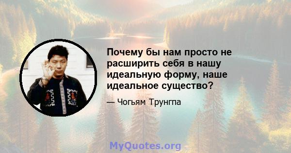 Почему бы нам просто не расширить себя в нашу идеальную форму, наше идеальное существо?