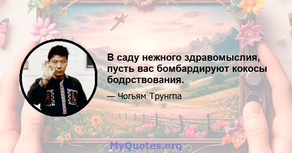 В саду нежного здравомыслия, пусть вас бомбардируют кокосы бодрствования.