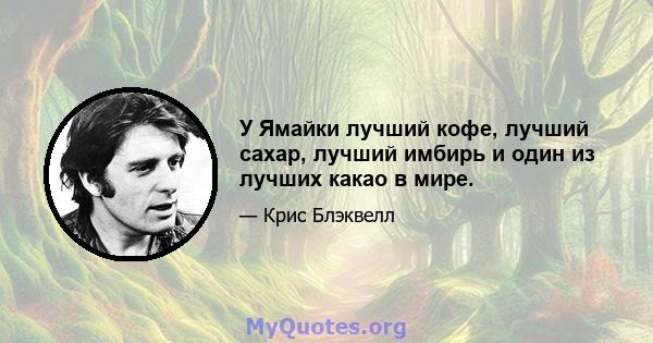 У Ямайки лучший кофе, лучший сахар, лучший имбирь и один из лучших какао в мире.