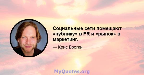 Социальные сети помещают «публику» в PR и «рынок» в маркетинг.