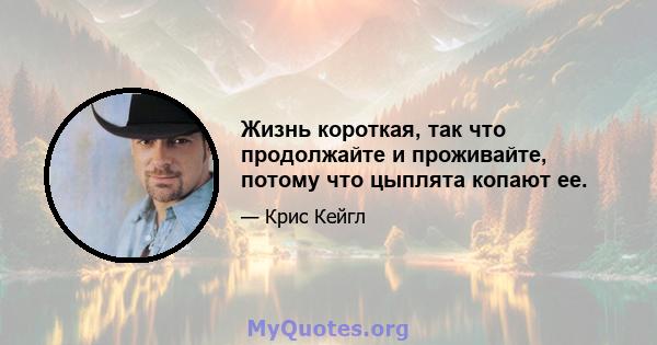 Жизнь короткая, так что продолжайте и проживайте, потому что цыплята копают ее.