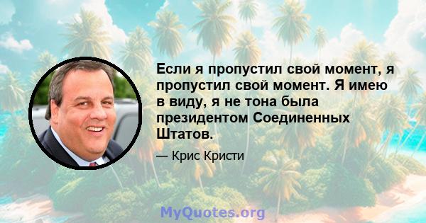 Если я пропустил свой момент, я пропустил свой момент. Я имею в виду, я не тона была президентом Соединенных Штатов.