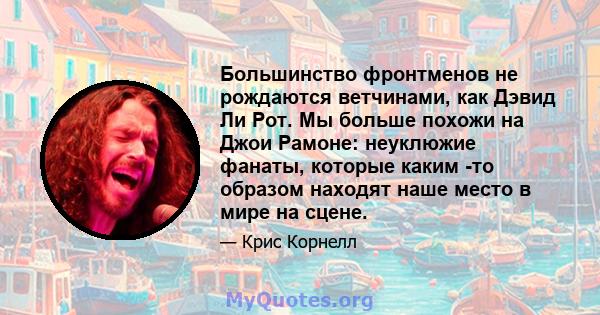 Большинство фронтменов не рождаются ветчинами, как Дэвид Ли Рот. Мы больше похожи на Джои Рамоне: неуклюжие фанаты, которые каким -то образом находят наше место в мире на сцене.