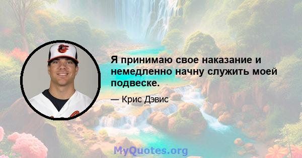 Я принимаю свое наказание и немедленно начну служить моей подвеске.