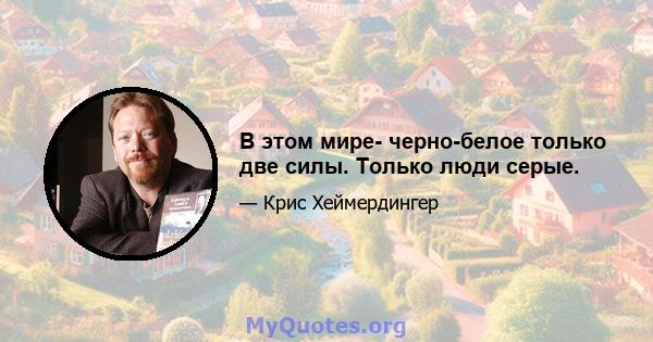 В этом мире- черно-белое только две силы. Только люди серые.