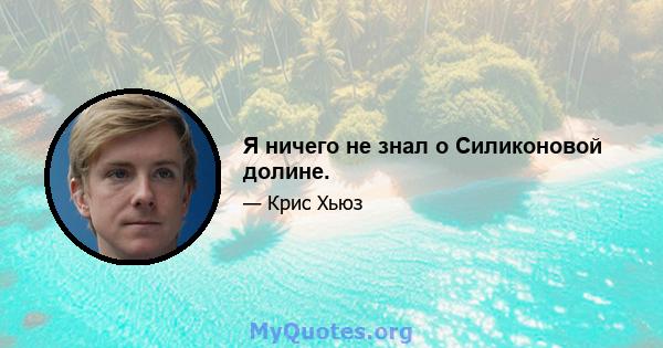 Я ничего не знал о Силиконовой долине.