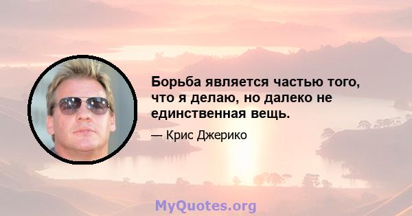 Борьба является частью того, что я делаю, но далеко не единственная вещь.