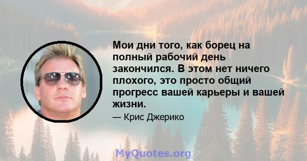 Мои дни того, как борец на полный рабочий день закончился. В этом нет ничего плохого, это просто общий прогресс вашей карьеры и вашей жизни.