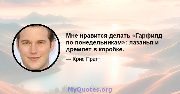 Мне нравится делать «Гарфилд по понедельникам»: лазанья и дремлет в коробке.