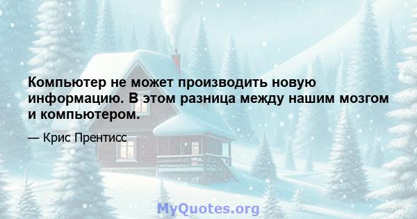 Компьютер не может производить новую информацию. В этом разница между нашим мозгом и компьютером.