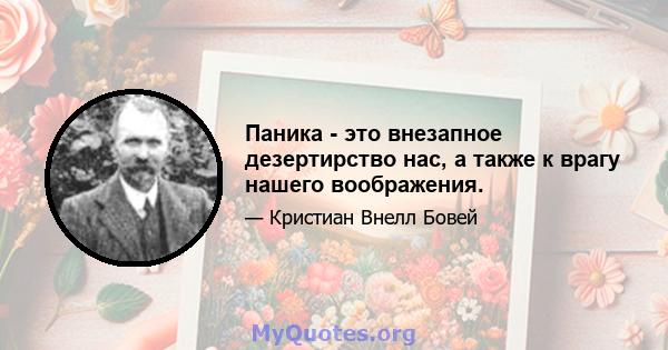 Паника - это внезапное дезертирство нас, а также к врагу нашего воображения.