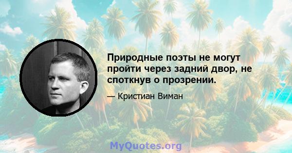 Природные поэты не могут пройти через задний двор, не споткнув о прозрении.