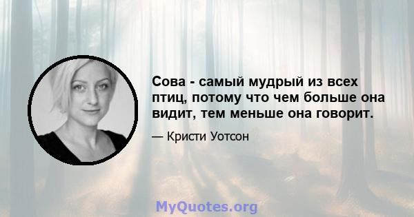 Сова - самый мудрый из всех птиц, потому что чем больше она видит, тем меньше она говорит.