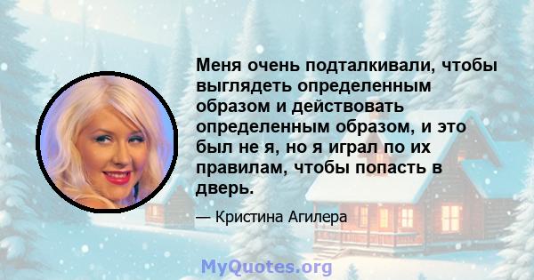 Меня очень подталкивали, чтобы выглядеть определенным образом и действовать определенным образом, и это был не я, но я играл по их правилам, чтобы попасть в дверь.