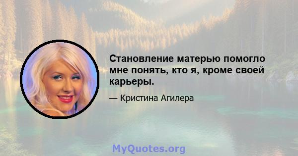 Становление матерью помогло мне понять, кто я, кроме своей карьеры.