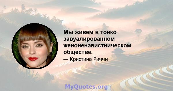 Мы живем в тонко завуалированном женоненавистническом обществе.