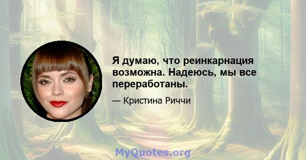 Я думаю, что реинкарнация возможна. Надеюсь, мы все переработаны.