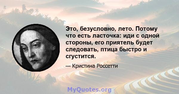 Это, безусловно, лето. Потому что есть ласточка: иди с одной стороны, его приятель будет следовать, птица быстро и сгустится.