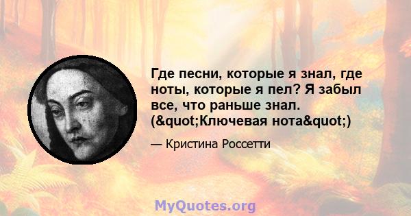 Где песни, которые я знал, где ноты, которые я пел? Я забыл все, что раньше знал. ("Ключевая нота")