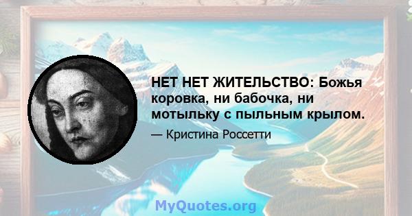 НЕТ НЕТ ЖИТЕЛЬСТВО: Божья коровка, ни бабочка, ни мотыльку с пыльным крылом.