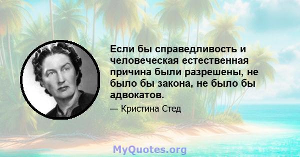 Если бы справедливость и человеческая естественная причина были разрешены, не было бы закона, не было бы адвокатов.