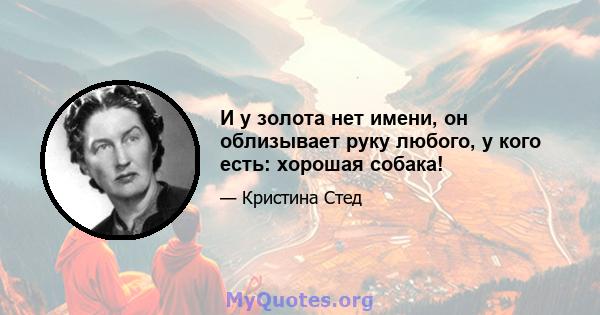 И у золота нет имени, он облизывает руку любого, у кого есть: хорошая собака!