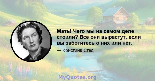 Мать! Чего мы на самом деле стоили? Все они вырастут, если вы заботитесь о них или нет.