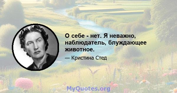 О себе - нет. Я неважно, наблюдатель, блуждающее животное.