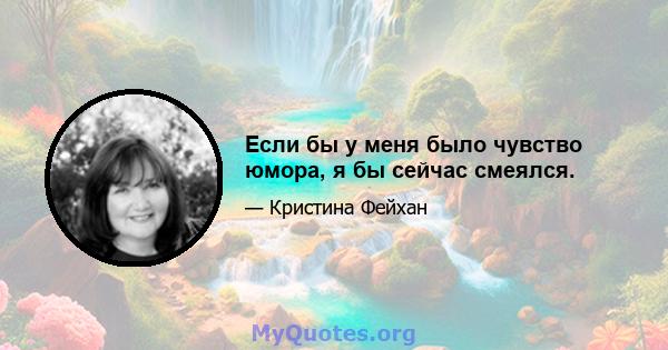 Если бы у меня было чувство юмора, я бы сейчас смеялся.