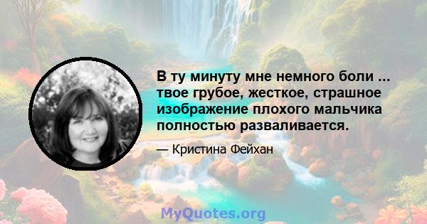 В ту минуту мне немного боли ... твое грубое, жесткое, страшное изображение плохого мальчика полностью разваливается.