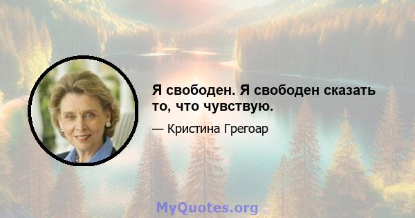 Я свободен. Я свободен сказать то, что чувствую.